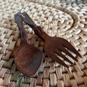 Primitive Wooden Spoon and Fork Set